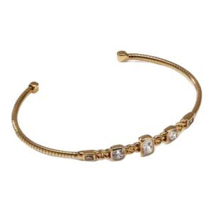 Nadri Womens Cece Flexi Cuff Bracelet Gold-Tone Cubic Zirconia New